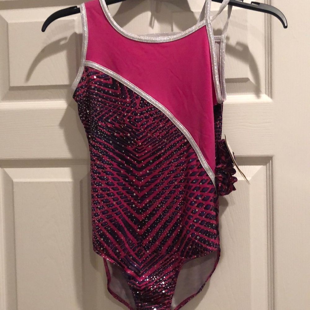 Pink Patterned Girls Gymnastics Leotard